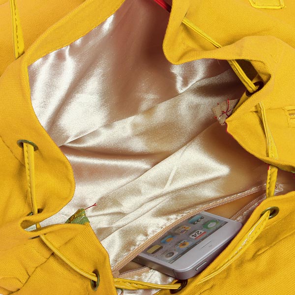Vintage Women Casual Canvas Backpack Bookbag Bag Shoulder Bag Yellow
